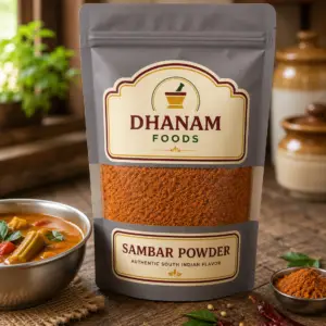 Freshly ground homemade sambar powder